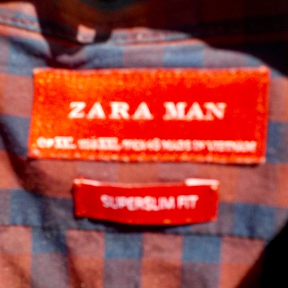 Zara Man Red & Blue Striped Super Slim Fit Shirt Long Sleeve, Size XXL - Picture 2 of 3